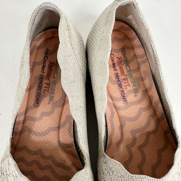Skechers Seager Stat Taupe Knit Slip‎ On Flat Relaxed Fit Memory Foam Shoe Sz 10 - Picture 8 of 9